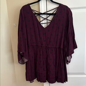 Torrid Burgundy and Black Polka Dot Blouse